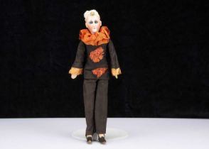 An unusual Herman Steiner bisque headed boudoir doll,