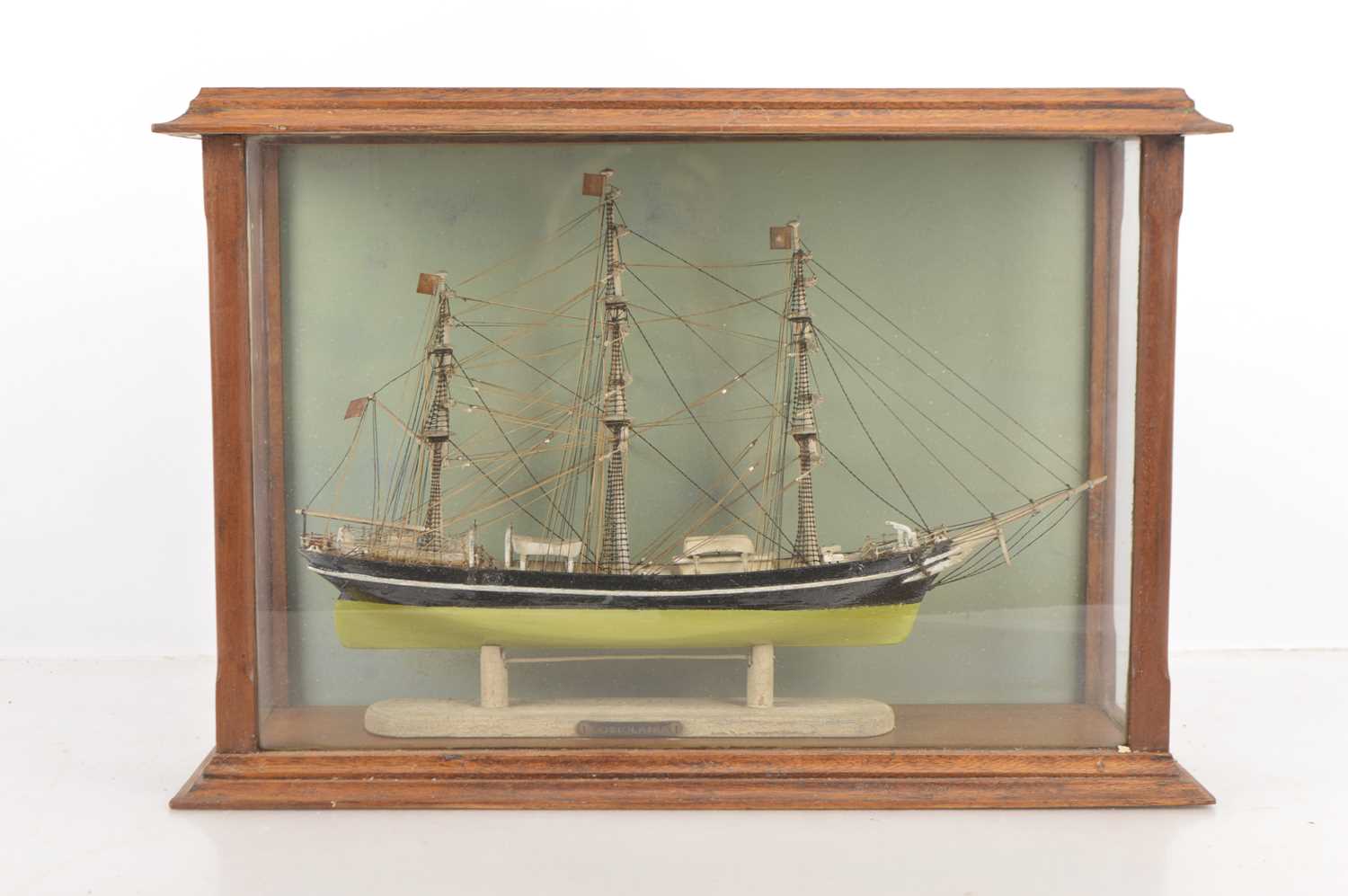 Pair of wood construction three masted Ships in display cabinets (2), - Image 2 of 2