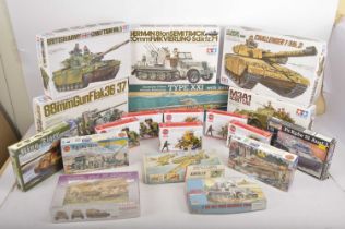 Unbuilt Tamiya Airfix Revell plastic Soldiers and Military kits scale in original boxes (19),