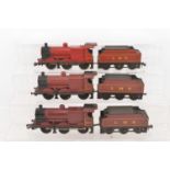 Three Lima 0 Gauge electric 2-Rail LMS maroon Class 3F Locomotives and Tenders one with a James the