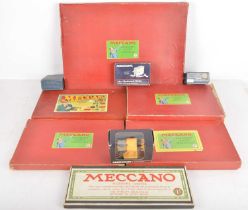 Meccano 1950's red boxed red and green Accessory Sets and Early 1A set and various 1950's-70's Motor