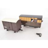 An Accucraft Gauge 1 Lynton & Barnstaple closed van and a scratch-built Passenger Brake Van (2),