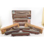 10 Lima 0 Gauge LMS maroon Coaches including a modified BR Full Parcels Coach (10),