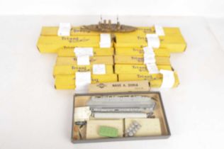 Collection of mostly boxed Tri-ang Minic 1:1200 Ships with a Mercury Model and Japanese Brass Battle