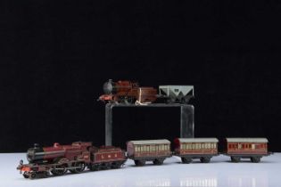Hornby 0 Gauge clockwork LMS Locomotives and Tenders and 4-wheel Coaches (8 including tenders),