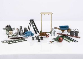 Various accessories for garden and civilian scenes by Britains and others comprising ladders (20+),