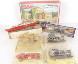 Various mainly Modern tin Toys by Schuco and Magazine issue Cars and Plane and Victory Industries St