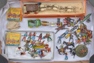 A lot of Wild West figures by various makers including Hill and Crescent Toys etc comprising Timpo i