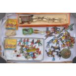 A lot of Wild West figures by various makers including Hill and Crescent Toys etc comprising Timpo i