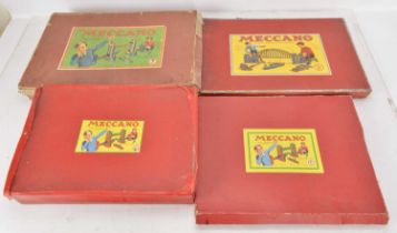Meccano 1940's-50's red boxed Sets (4),