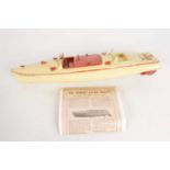 A Hornby Meccano No 3 Racer 111, clockwork cream with red trim, Racing Boat,