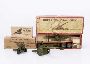 Britains boxed post WW2 version guns consisting of 155mm Gun (set 2064) and 4.7inch Naval Gun (set 1