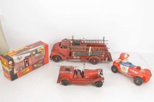 Vintage and modern Tinplate and plastic Fire Engines (4),