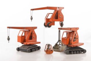 Tri-ang all metal mobile cranes (3),
