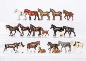 Uncommon lead horses by various makers including Britains and Benbros comprising cart horses by More