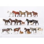 Uncommon lead horses by various makers including Britains and Benbros comprising cart horses by More