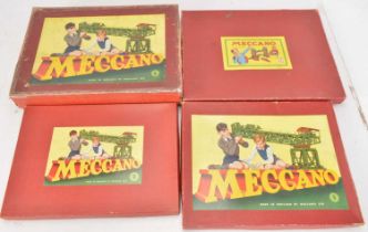 Meccano 1950's red boxed red and green Sets (4),