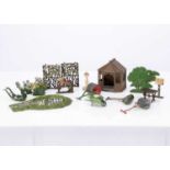 A lot of garden accessories by various makers including Pixyland and Hill comprising Wend al bush,