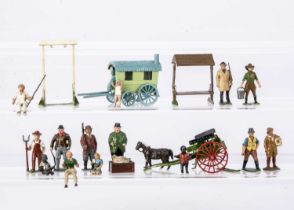 A lot of farm and country life figures and accessories by various makers including Britains and Cres