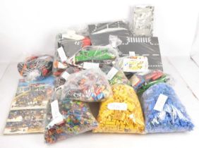 Lego building bricks in assorted colours etc 1980s-present including baseplates wheels and speciali