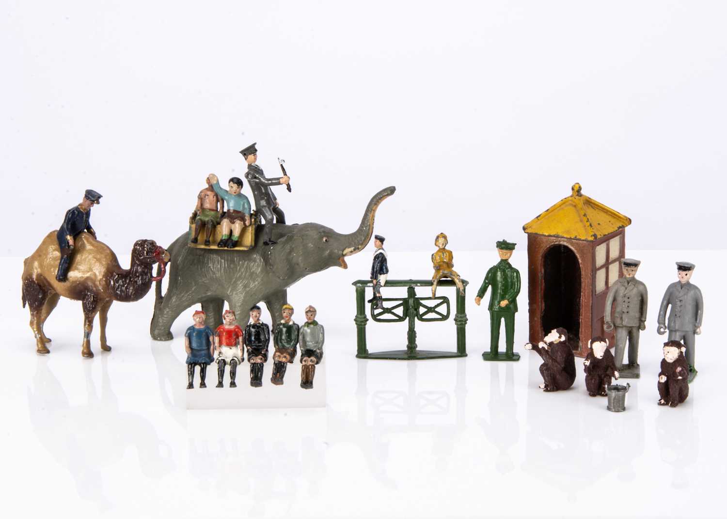 Various Zoo and Zoo ride accessories by Britains and Taylor & Barrett comprising Britains seated zoo