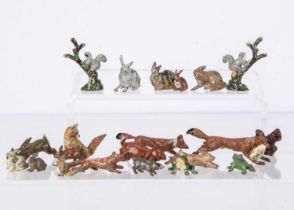 Woodland animals by various makers including John Hill and Pixyland comprising German made seated Ra