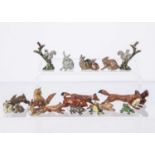 Woodland animals by various makers including John Hill and Pixyland comprising German made seated Ra