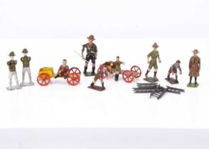 Scout and Guide figures by various makers including Britains and Charbens comprising BMC Boy Scout,
