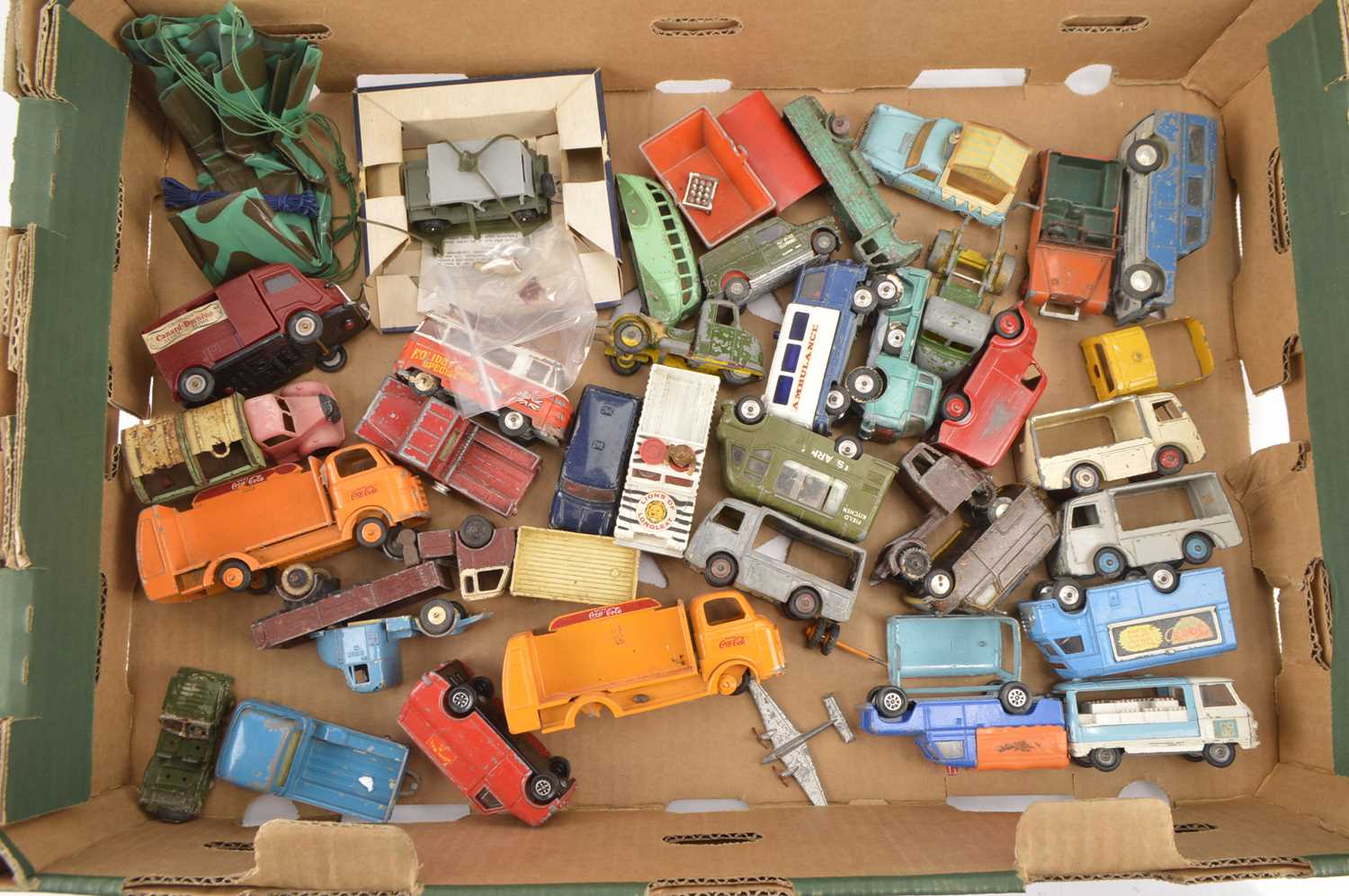 Postwar Playworn Diecast and Plastic Small Commercial Vehicles, (30+),