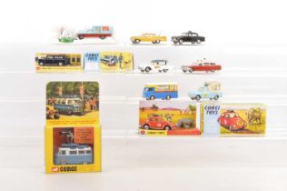 Corgi and Dinky Diecast Small Commercial Vehicles and Cars With Reproduction Boxes, (10),