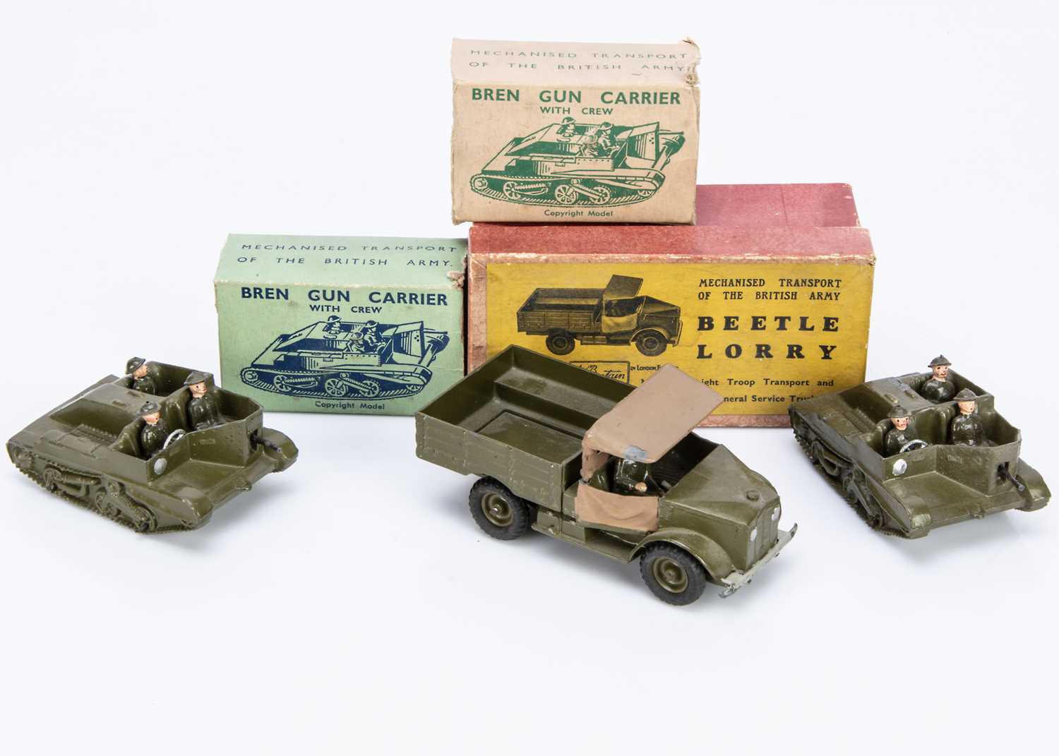 Boxed Britains military vehicles consisting of set 1876 (2) Bren Gun Carrier (with crew),