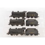 Three Lima 0 Gauge electric 2-Rail LMS black Class 3F Locomotives and Tenders (6 including tenders)