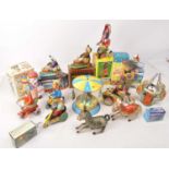 Collection of vintage and modern boxed and unboxed clockwork Tin Toys including Animals Circus and