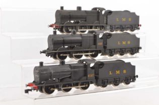 Three Lima 0 Gauge electric 2-Rail LMS black Class 3F Locomotives and Tenders (6 including tenders)