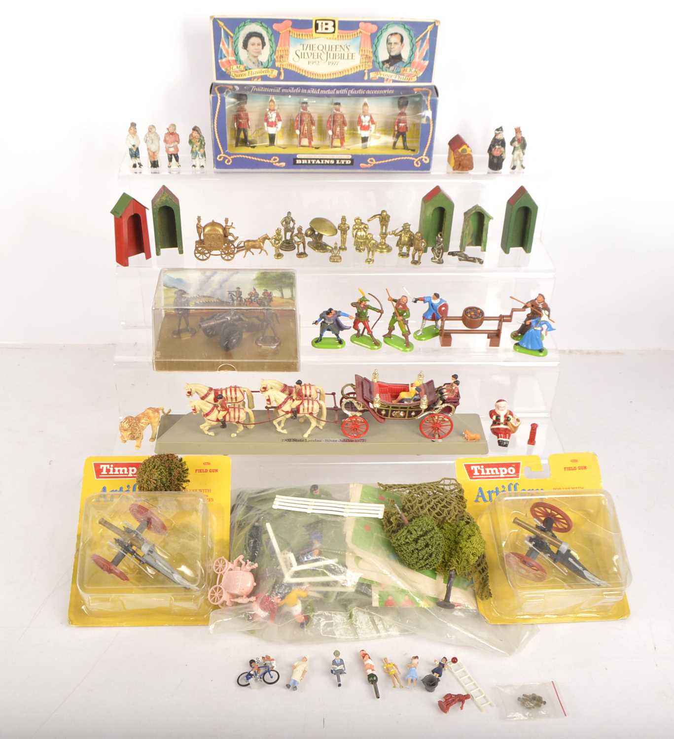 Collection of mixed plastic metal and resin Figures Canons Stage Coaches and other related items by