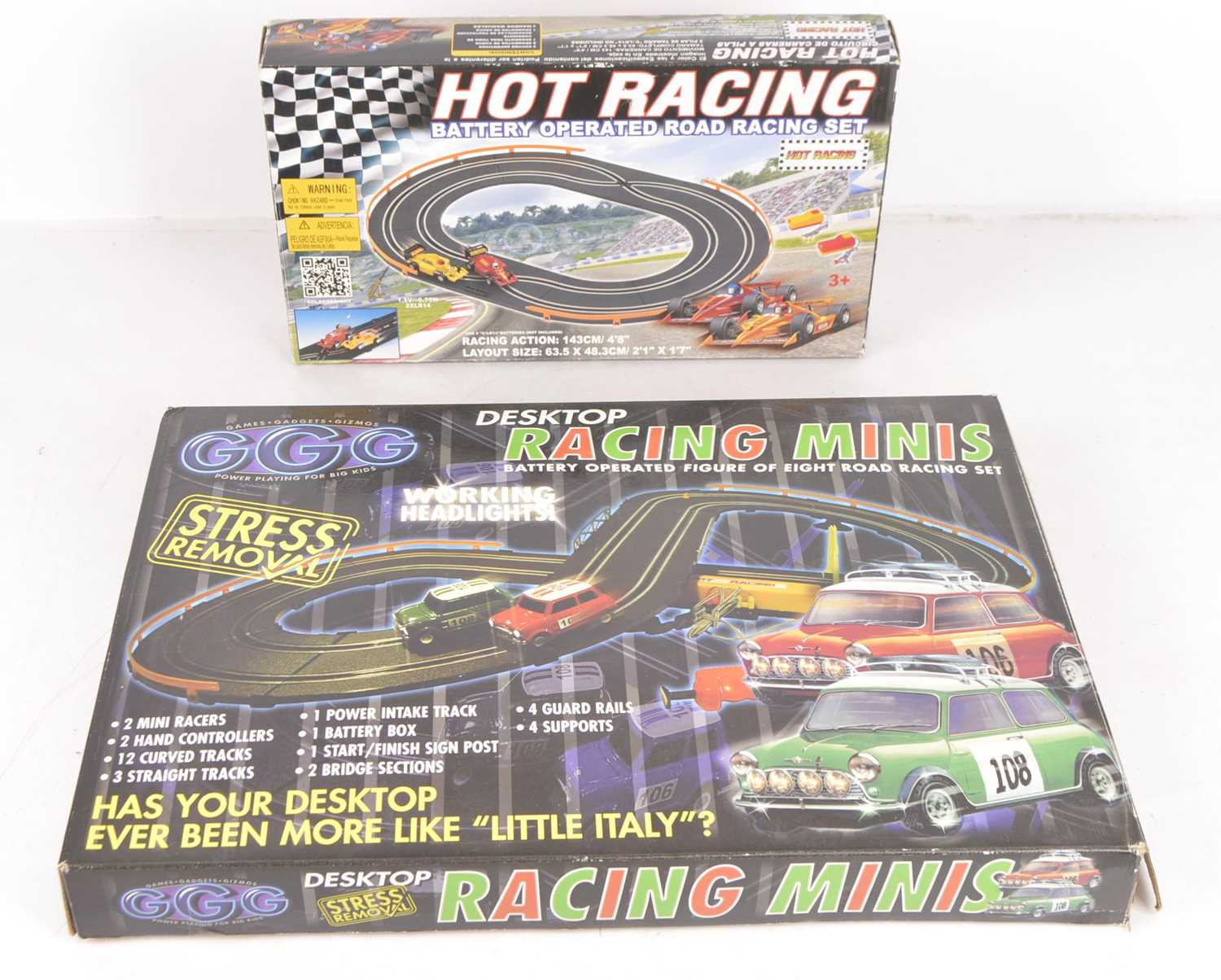 Carrera Evolution Mille Miglia Slot Car Set and two Desk Top Slot Car Sets (3),