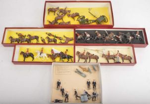 Britains and copies Mounted and Field Gun sets (6),