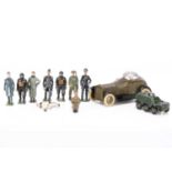 Britains Military items comprising set 438 Armoured Car and Lilliput Saracen APC, VG,