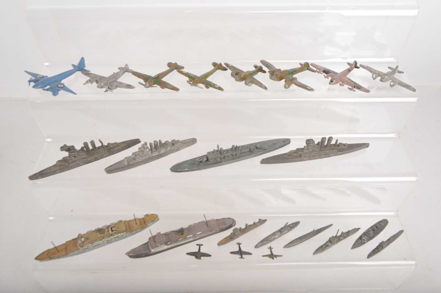 Collection of lead Gasquy and Crescent and other makers waterline models and various Aircraft,