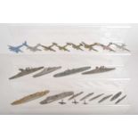 Collection of lead Gasquy and Crescent and other makers waterline models and various Aircraft,