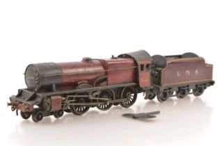 A Bassett-Lowke 0 Gauge clockwork 'Royal Scot' 4-6-0 Locomotive with key and non-original Tender (3)
