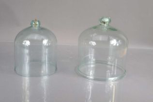 Two 19th Century Victorian hand-blown glass domes,