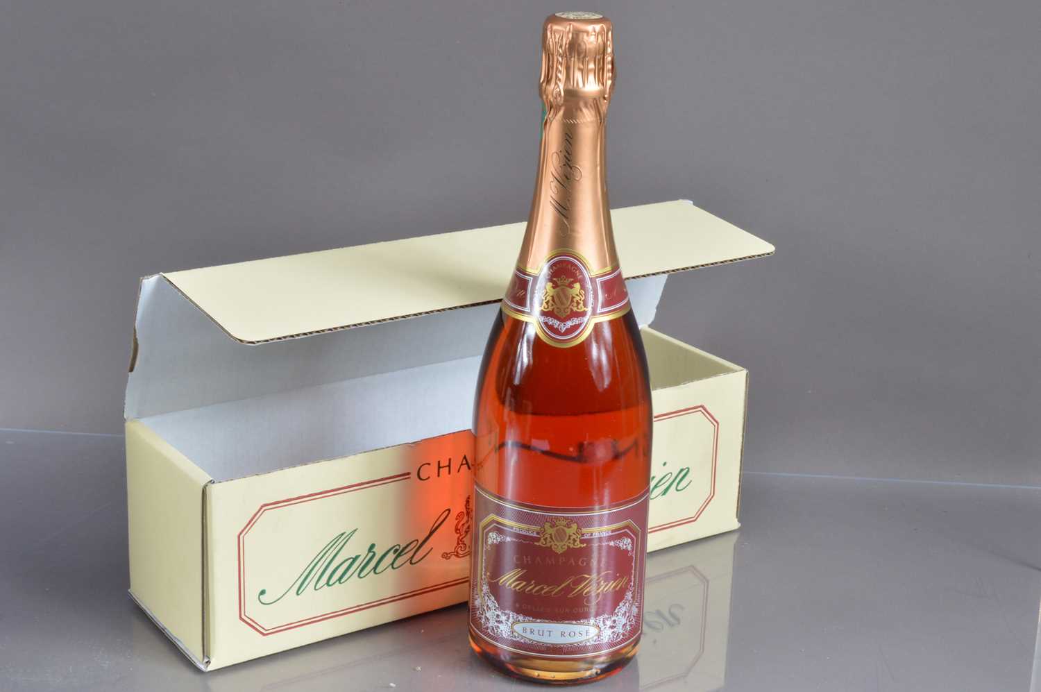 One bottle of Marcel Vezien Brut Rose Champagne,