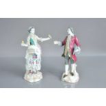 A pair of Meissen porcelain figures of a flower seller and a beau,