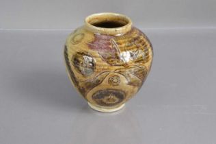 An interesting early 20th Century art pottery stoneware vase with sgraffito decoration,