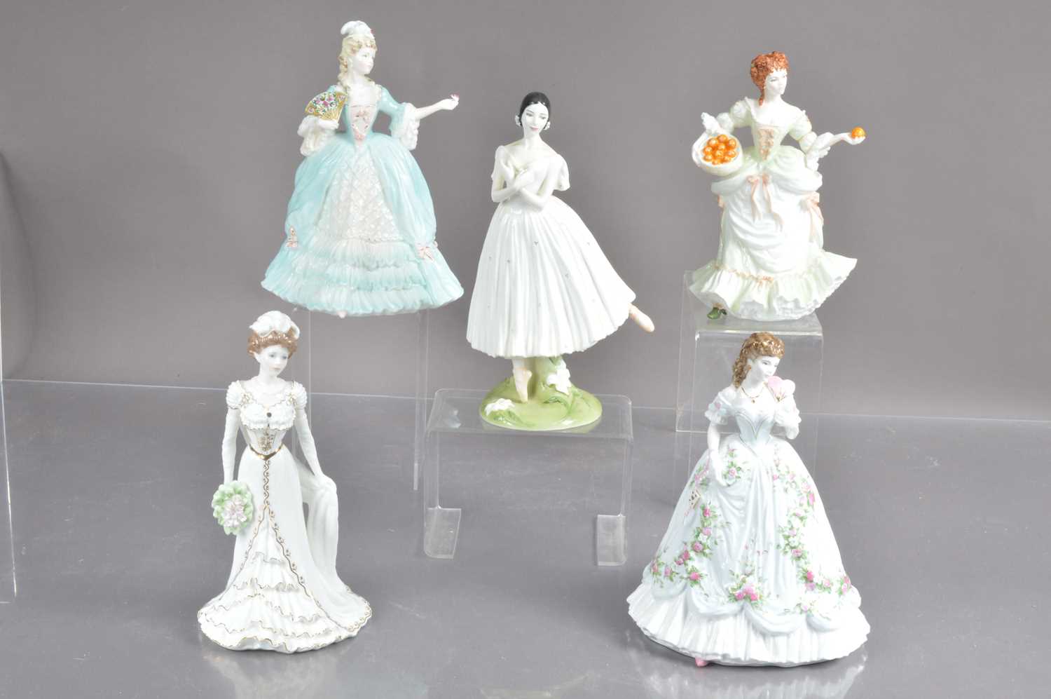 Five Coalport limited edition porcelain figurines,