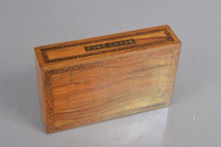 A late 19th-Early 20th Century Sorrento Ware marquetry inlaid postcard box,