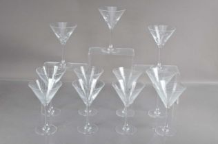 A good set of Eleven 'ARC' Crystal cocktail or martini glasses