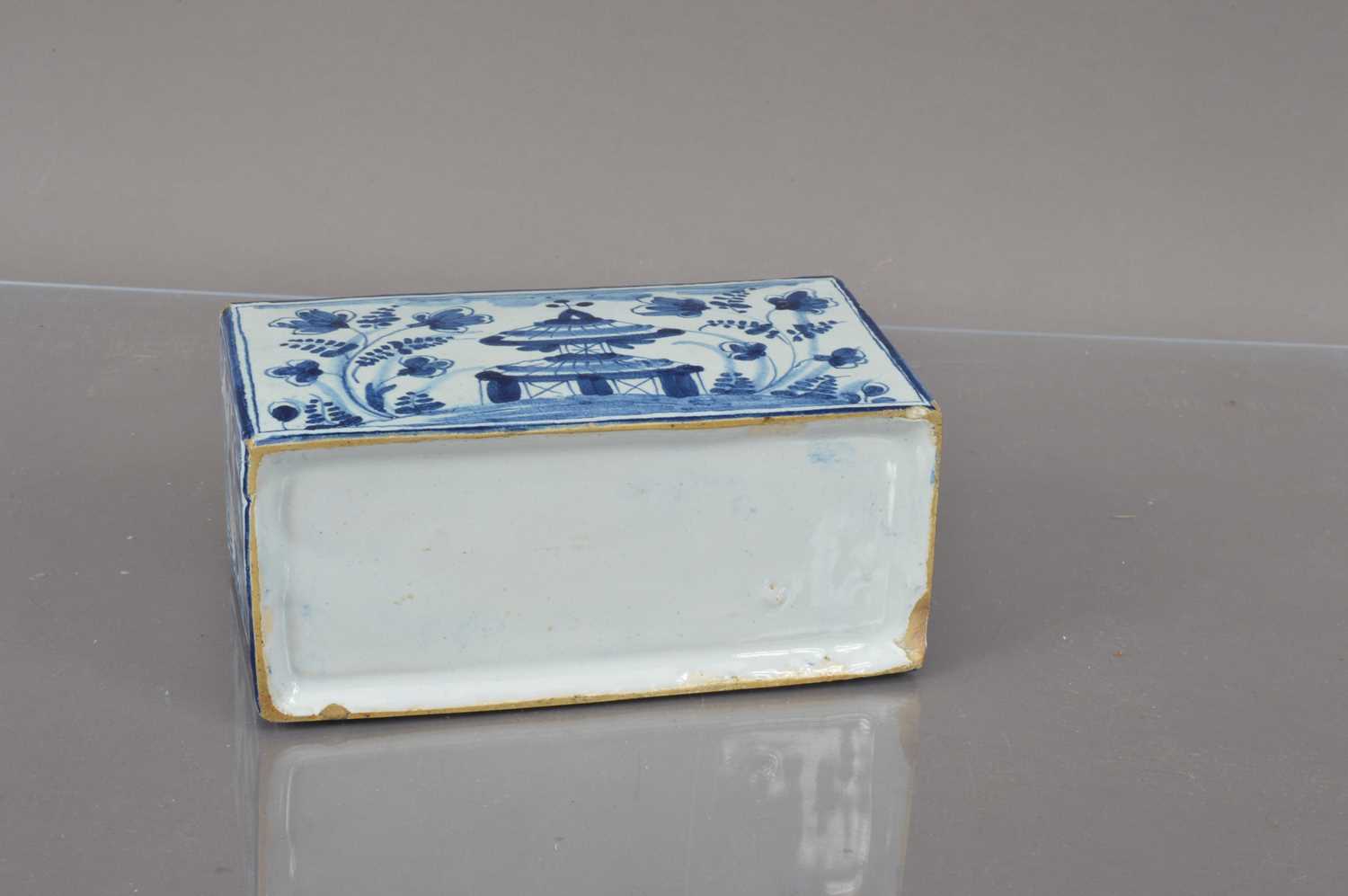 A Delft style blue and white pottery flower brick, - Image 3 of 4