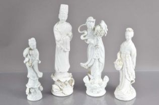 Four Chinese blanc-de-chine figures,